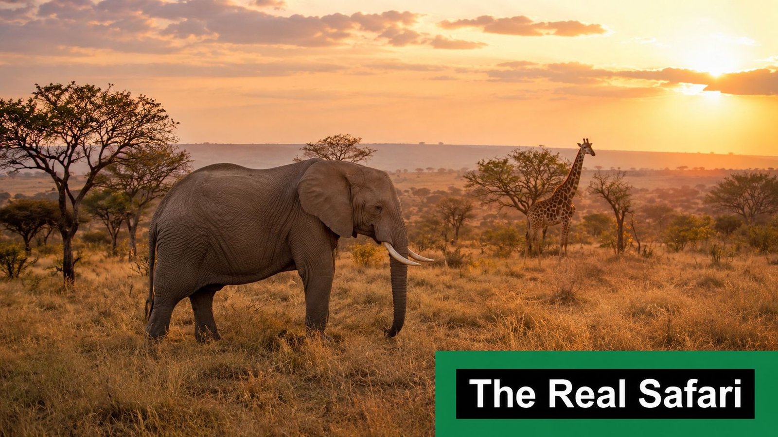 Africa Safari Guide: Plan Your Perfect Wildlife Trip A majestic elephant and a giraffe standing in the vast African savanna during a golden sunset.