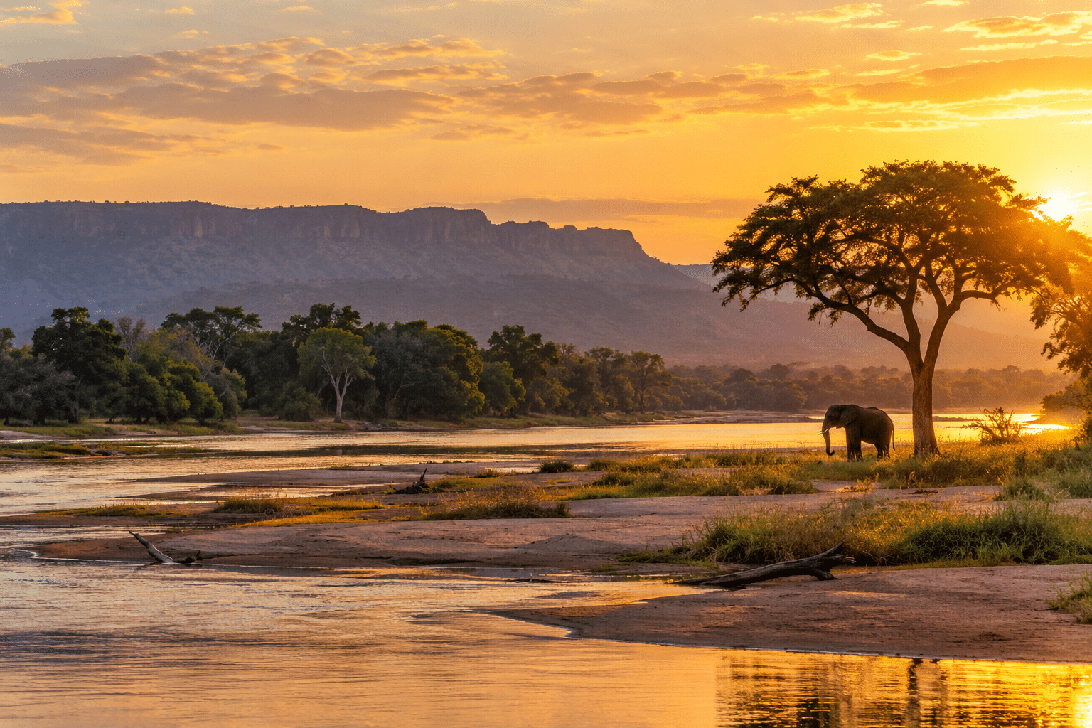 Zambezi River
floodplain landscape in Mana Pools National Park, Zimbabwe