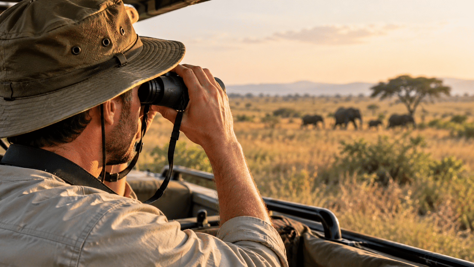 South Luangwa Safari: The Complete Guide (Best Time, Costs, Camps & Gear) Safari binoculars being used on a South Luangwa safari game drive