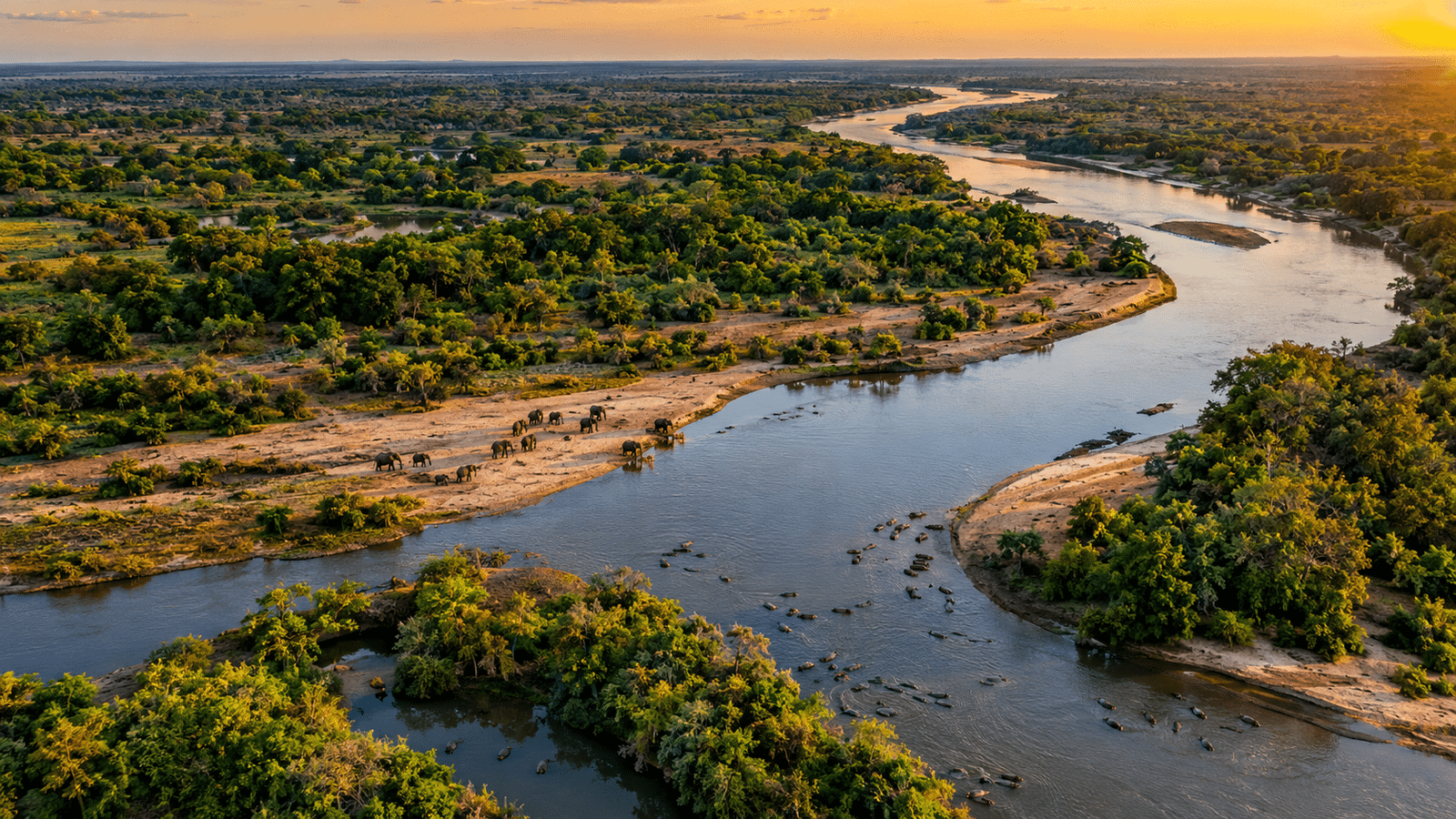 South Luangwa Safari: The Complete Guide (Best Time, Costs, Camps & Gear) Aerial view of the Luangwa River and oxbow lagoons in South Luangwa National Park